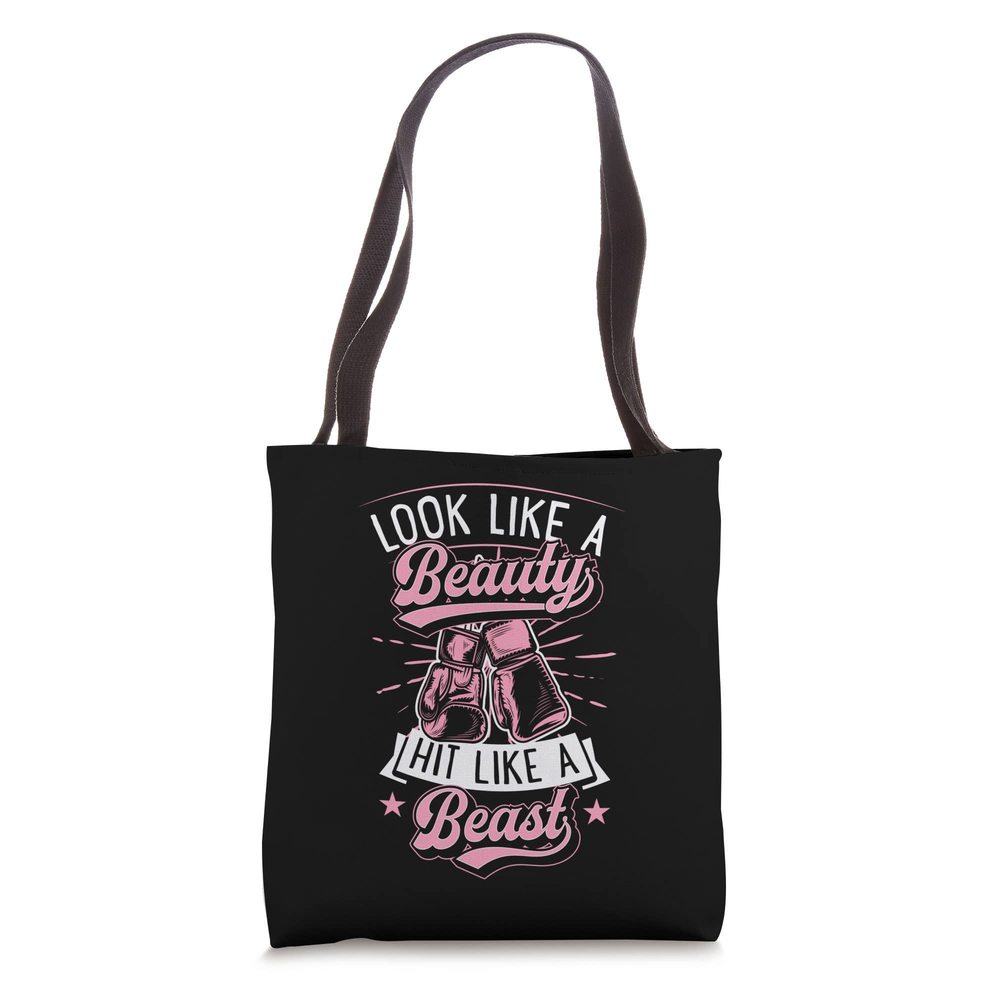 Like A Beauty Hit Like A Beast Karate Kickboxing Girl Tote Bag :)